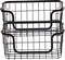 Stackable Metal Wire Rectangular Storage Basket Set (Black) 6.4"D x 12.2"W x 5.6"H